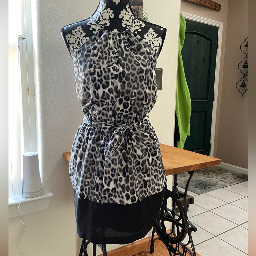 EXPRESS Black and Gray Animal Print Mini Dress Size XS